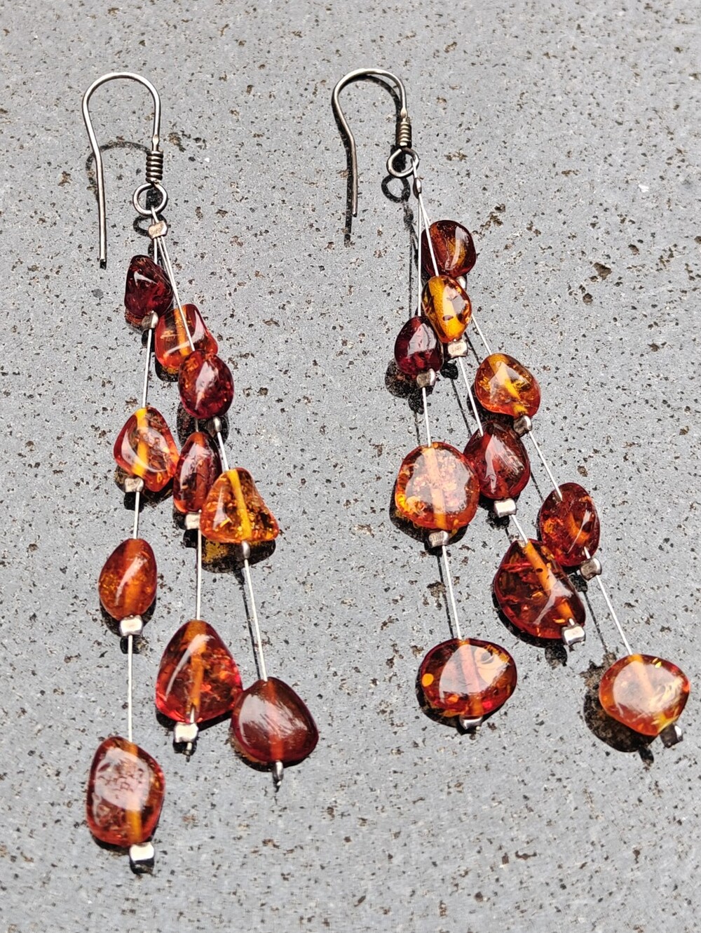 Cascade Chandelier Genuine Baltic Amber Earrings Handmade Vintage